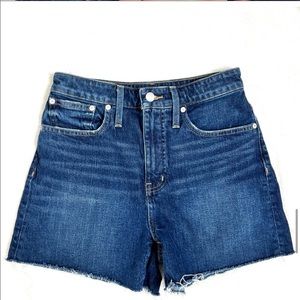 Madewell Curvy High Rise Whiskered Denim Cotton Boyfriend Jean Shorts Size 28